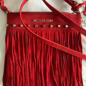 Authentic Red Michael Kors Cross Body Bag